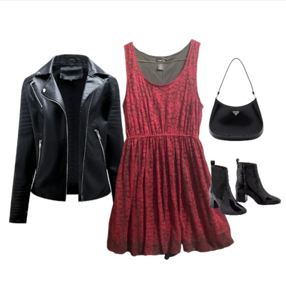 Rue21 Red Floral Lace Mini Dress Size M Sleeveless Ruffle Tiered Hem Scoop Neck - Picture 6 of 7